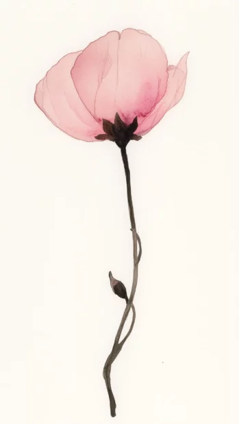 A simple pink flower on a clean white background.