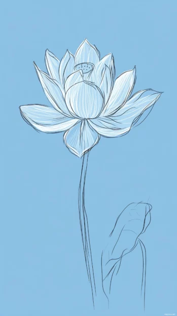 A simple sketch of a lotus flower wallpaper.