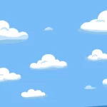 A simple wallpaper features a light blue sky with a few fluffy white clouds.