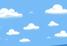 A simple wallpaper features a light blue sky with a few fluffy white clouds.