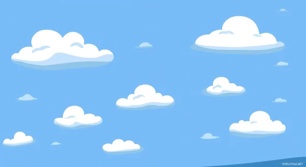 A simple wallpaper features a light blue sky with a few fluffy white clouds.