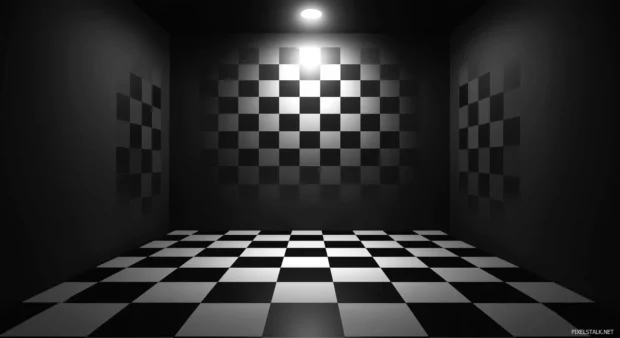 A simple wallpaper with a bold and clean black and white checkerboard pattern.