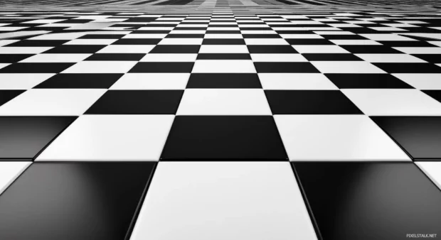 A simple wallpaper with a bold and clean black and white checkerboard pattern.