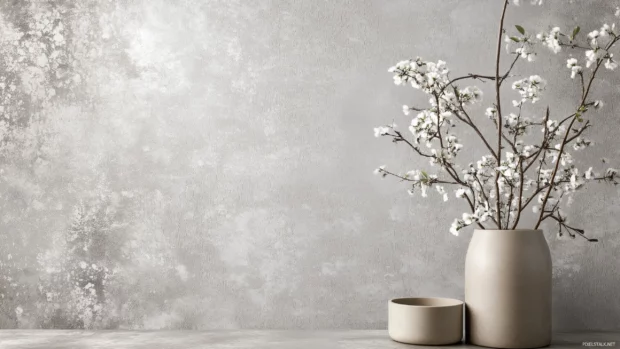 A simple wallpaper with a clean, neutral color scheme of light grey tones and subtle texture.