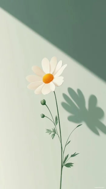 A single yellow daisy wallpaper with a subtle drop shadow.