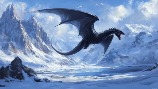 A sleek black dragon 4K wallpapers.