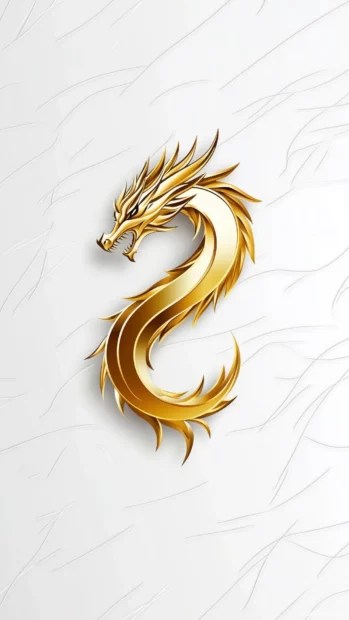 A sleek, modern Dragon design in gold.