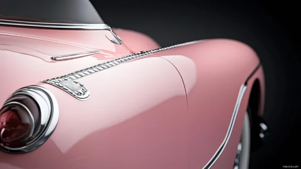 A sleek pink car wallpaper with a glossy finish.