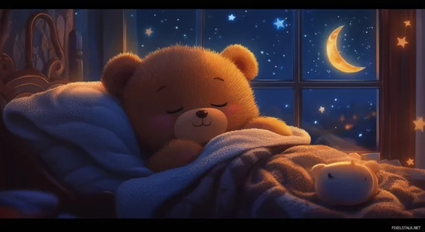 A sleepy Kawaii bear PC wallpaper HD.