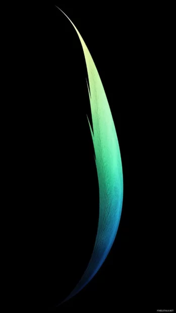 A smooth abstract swoosh design in gradient shades of green and aqua on a black canvas.