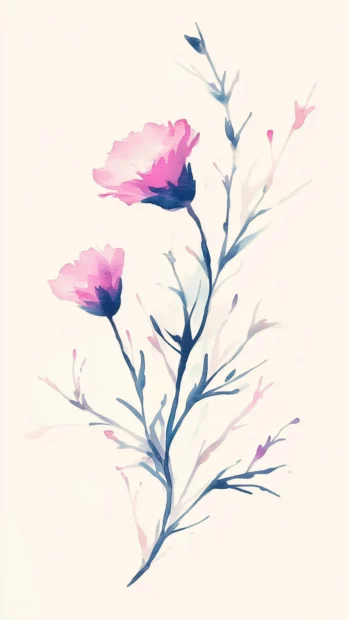 A soft watercolor painting of a simple pink flower wallpaper.