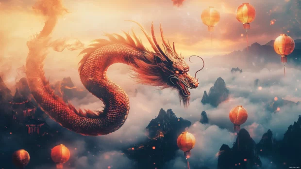 A vibrant Chinese Dragon wallpaper.