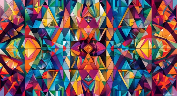 A vibrant and intricate Cool pattern with geometric shapes and vivid colors.