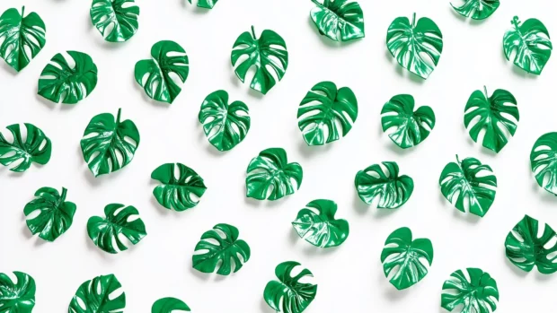 A vibrant tropical monstera leaves background free download.