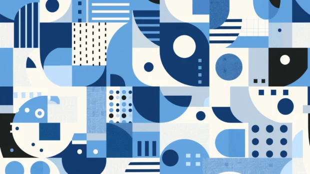 Abstract background with cool blue geometric shapes.