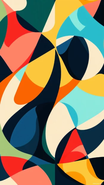 An abstract cool geometric pattern iPhone wallpaper with dynamic shapes and vibrant colors.