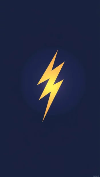 An abstract lightning bolt design in glowing yellow on a navy blue background.