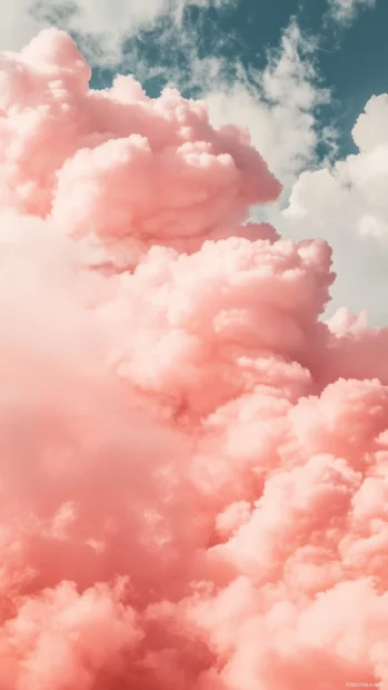 An aesthetic cloud background a vibrant pink cloudscape just after a storm, with the sun breaking through and casting warm light on the cloud edges.