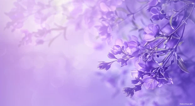 Calming cool purple backdrop with soft lighting and tranquil motifs.