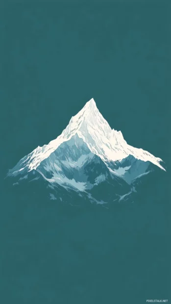 Cool Simple HD Wallpaper with a minimalist mountain silhouette in white.