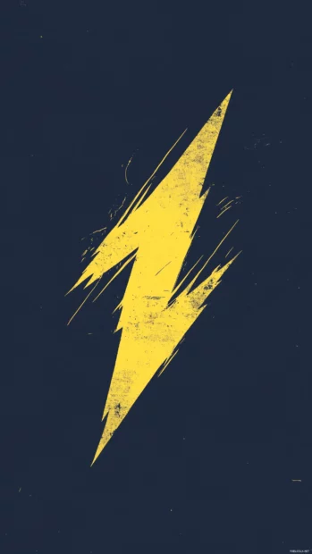 Cool Simple Wallpaper with an abstract lightning bolt design in glowing yellow on a navy blue background.