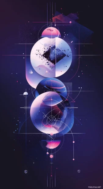 Cool purple abstract art iPhone wallpaper with geometric shapes and subtle gradients for a modern look.