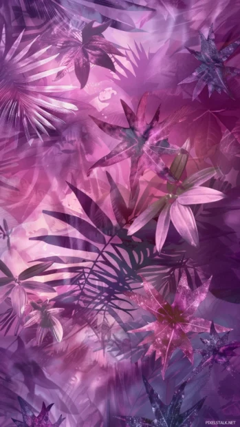 Cool purple pattern inspired by nature, featuring floral elements and soft colors.