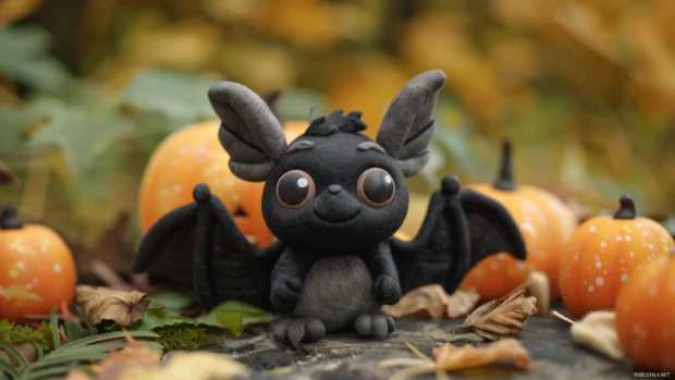 Cute Halloween bats with big eyes and cheerful expressions.