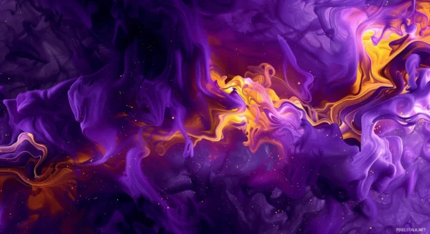 Dynamic cool purple background with swirling patterns and vibrant hues.