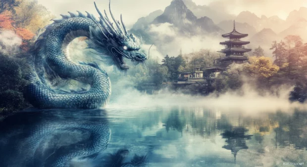 Japanese dragon desktop wallpaper.