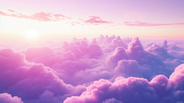 Light purple clouds with subtle pink hues blending into a vibrant sunset.