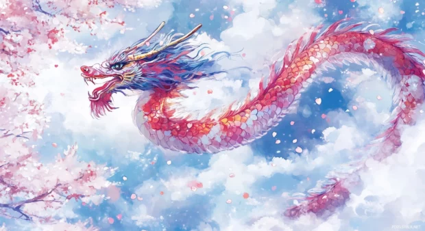 Majestic Japanese dragon wallpaper.