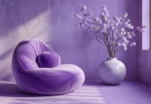 Modern cool purple background with sleek textures and organic motifs.