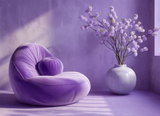 Modern cool purple background with sleek textures and organic motifs.