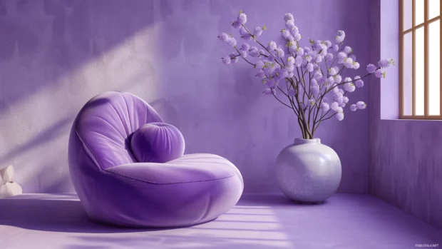 Modern cool purple background with sleek textures and organic motifs.