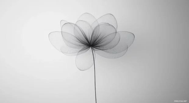 Simple Wallpaper with a clean silhouette of a flower with smooth, rounded petals.