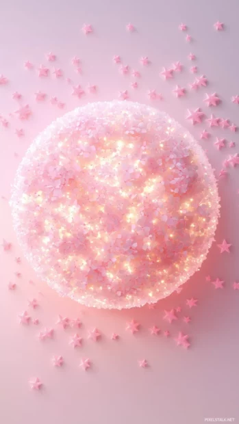 Small glowing pink stars arranged in a circular tile pattern over a light pink background.