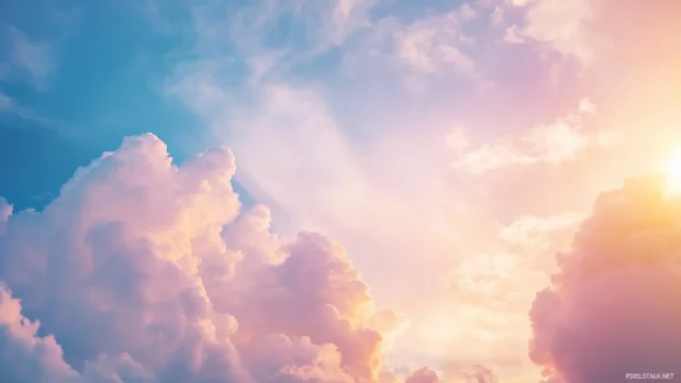 Towering cumulus clouds sky wallpaper.