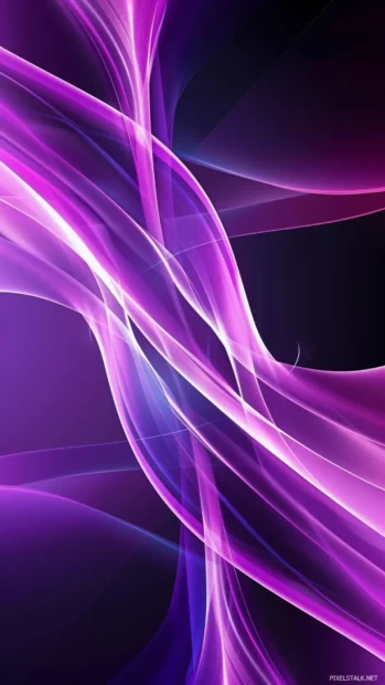 A dynamic cool purple color iPhone background with intersecting waves and vibrant tones.