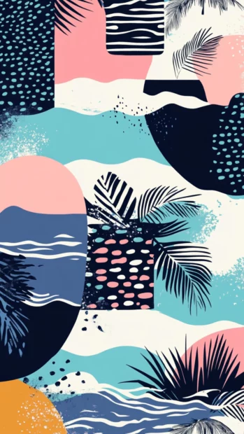 A geometric pattern inspired by beach elements iPhone wallpaper.