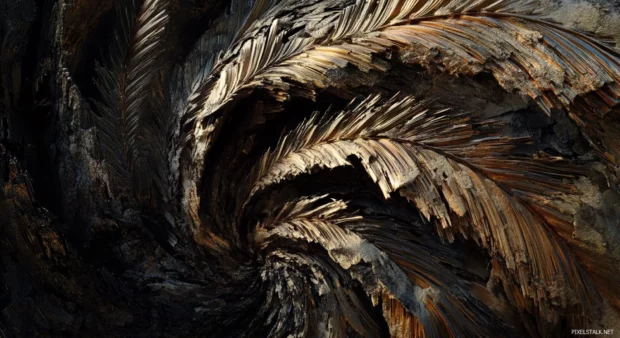 A macro photograph of a palm tree trunk with texture of the growth patterns .