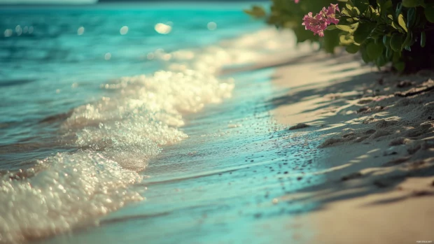 A serene Hawaii beach with gentle waves lapping against the shore.