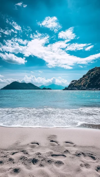 An aesthetic beachy scene with delicate footprints in the sand.