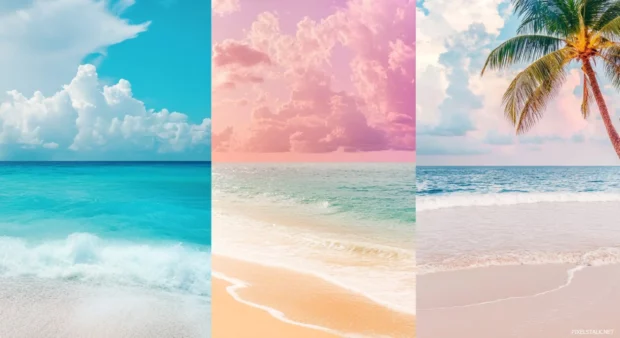 Collage of beach colors .