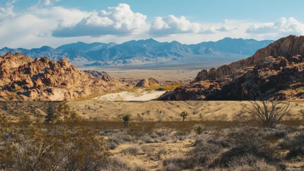 Collage of beach landscapes with mountains, cliffs, forests, and deserts .