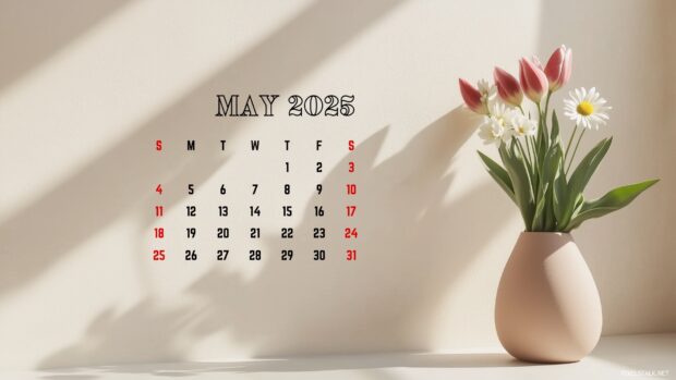 Free Download May 2025 Calendar Desktop Wallpaper 1080p.