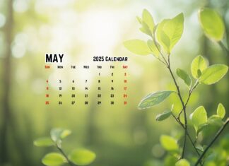 Free download May 2025 Calendar Desktop Wallpaper HD.