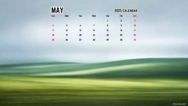 May 2025 Calendar Desktop Wallpaper Free Download.