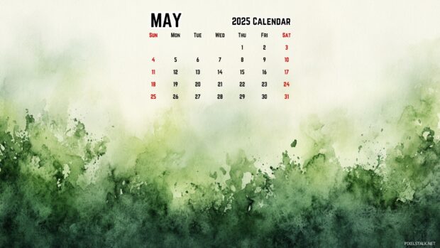 May 2025 Calendar Desktop Wallpaper HD Free download.