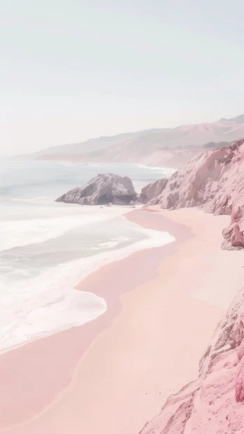 Preppy pink beach wallpaper, high quality photo.